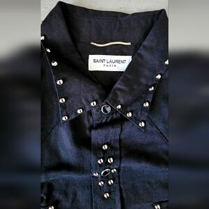 Authentic Saint Laurent Black Studded Shirt M